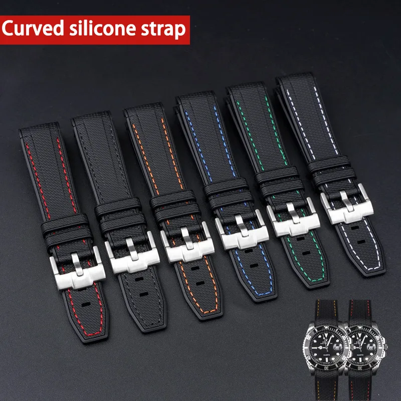 Cinturino Curvo 20Mm 22Mm Per Omega X Swatch Moonswatch Bracciale In Gomma Siliconica Per Rolex Black Green Water Ghost Watch Band