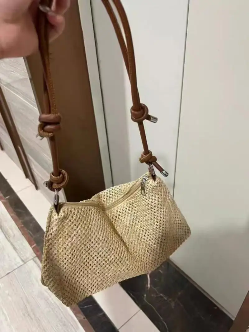 JIAERDI Summer Holiday Travel Woven Bag Fashionable Leisure Beach Straw Shoulder Bag Ladies Versatile Casual Crossbody Bags 2025