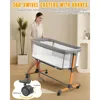 Baby Bassinet Bedside Bassinet, Baby Cradle with Machine-Washable Sheets, Four-Sided Breathable Mesh, 6 Height Adjustable 6
