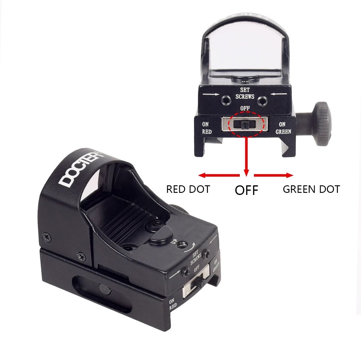 Description Picture 4 of itemTactical Both Red and Green Dot Weapon Optical Sight Offset Mount Riflescopes Fit 20mm Picatinny Rail Airsoft Hunting