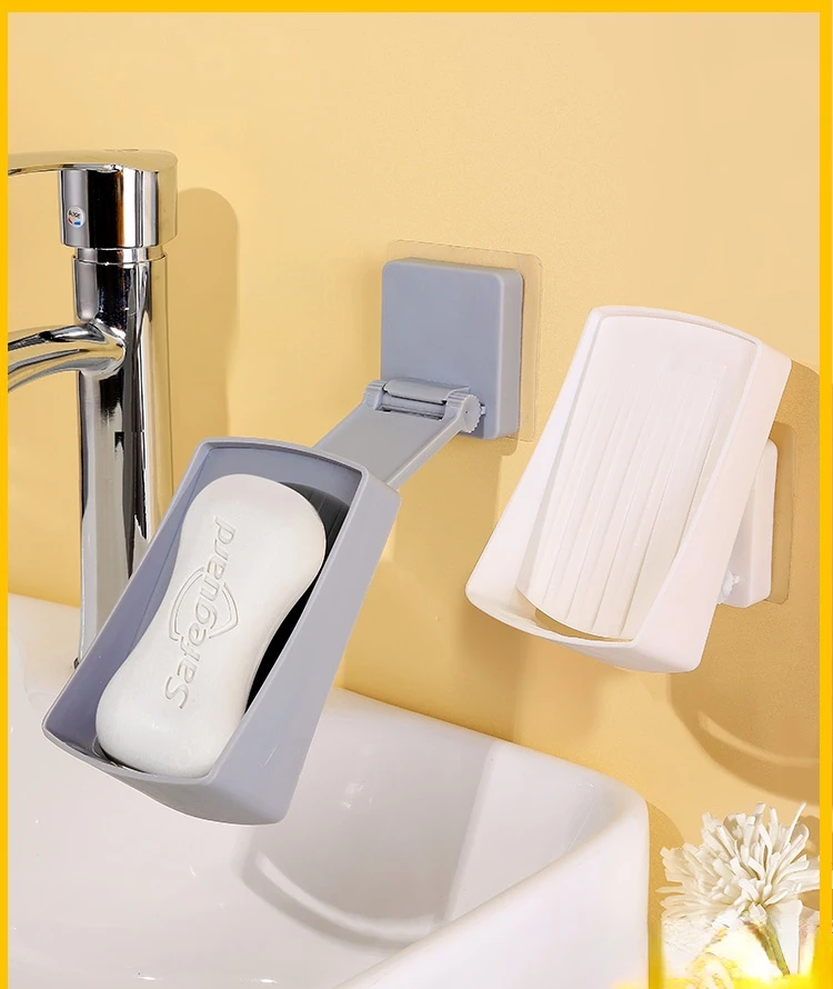 Soap Box Drain Soap Holder Soap Rack Storage Organizer with Hook for Bathroom 