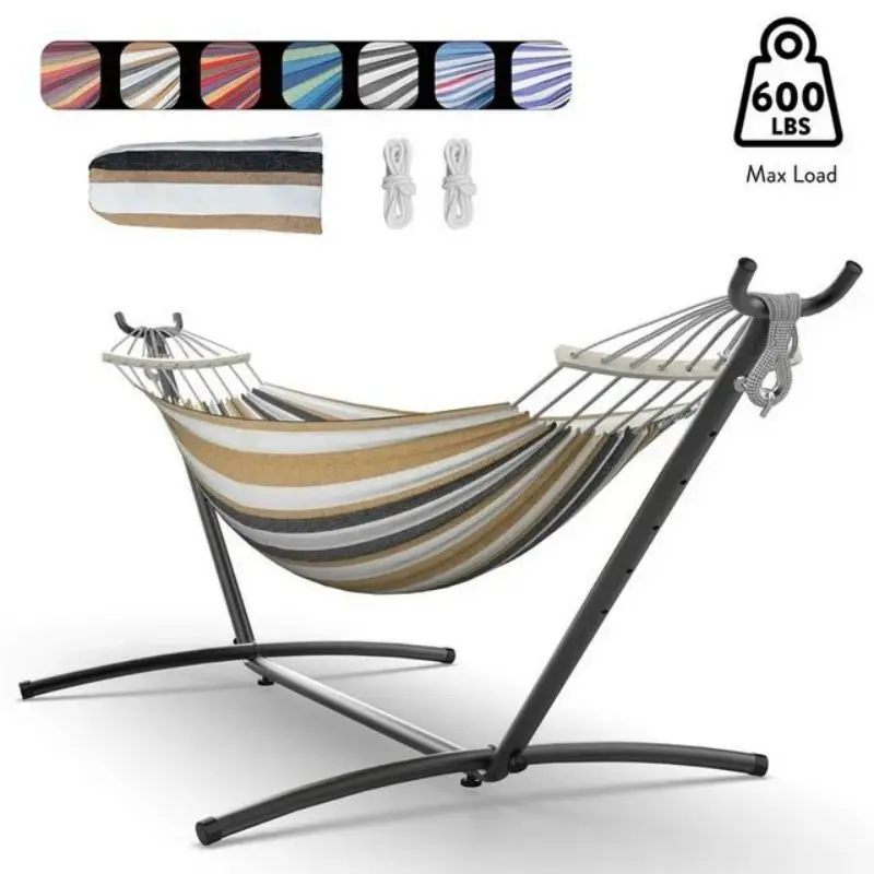 Gyroor Adjustable Stand Hammock - 600lb Capacity Stylish Hammock Bed with Storage Bag for Outdoor Relaxation — Dark Khaki
