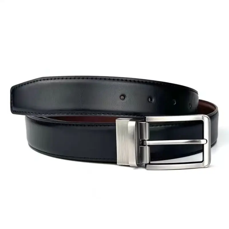 Genuine Leather Belt Double sided belt Men Belt Laser engraving Luxury Strap Male New Fashion Retro pin buckle High Quality