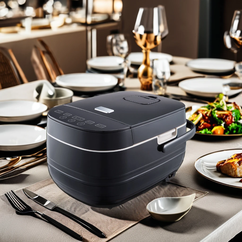 Luxurious 5L Red Digital Electric Cooker Square Slow Cooker with Multifunction & Cast 4
