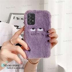 Cute Fluffy Cartoon Capybara Plush Fur Phone Case - -Galaxy Note 8 (Purple (Monster))