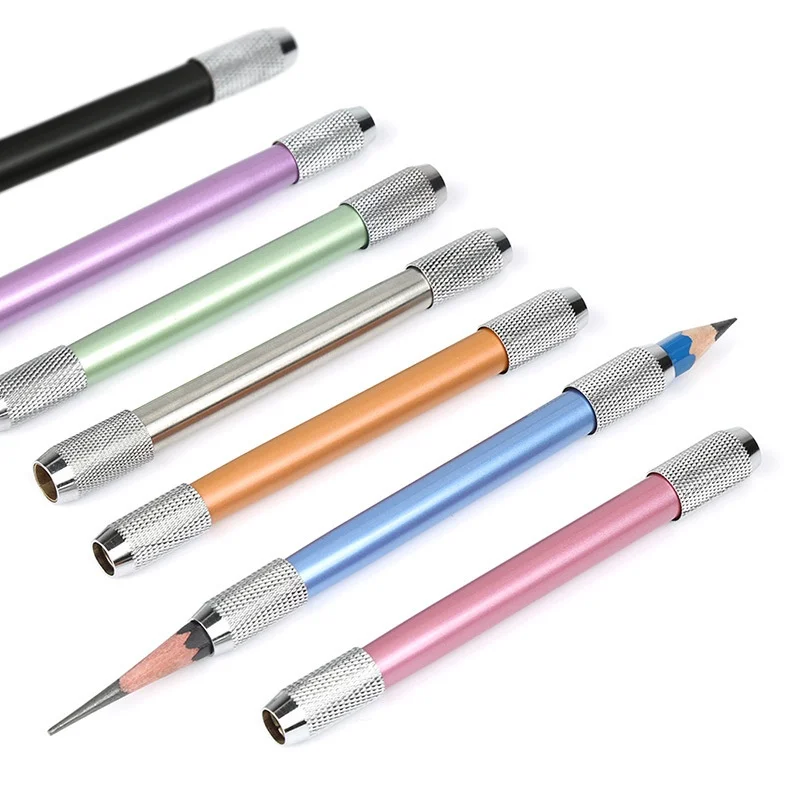 Metal double-ended pencil extender Log extender Pen catcher Sketch student writing extension bar 6