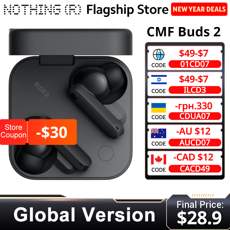  CMF Buds 2 Up to 13.5hours of continuous playback 11mm PMI Driver with Dirac Opteo™48 dB Hybrid ANC 6-mics Clear Voice Tech 