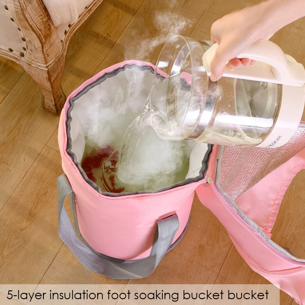 Folding Thermostatic Foot Bath Soaking Bucket Folded Adult Steaming Foot Soak Bag Portable Travel Washing Bags Deep Bucket