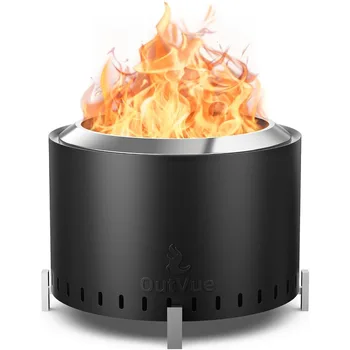 22 inch Stainless Steel Smokeless Fire Pit Outdoor Wood Burning Fire Pit for Camping Bonfire and Outdoor Gathering with Low Smo 1