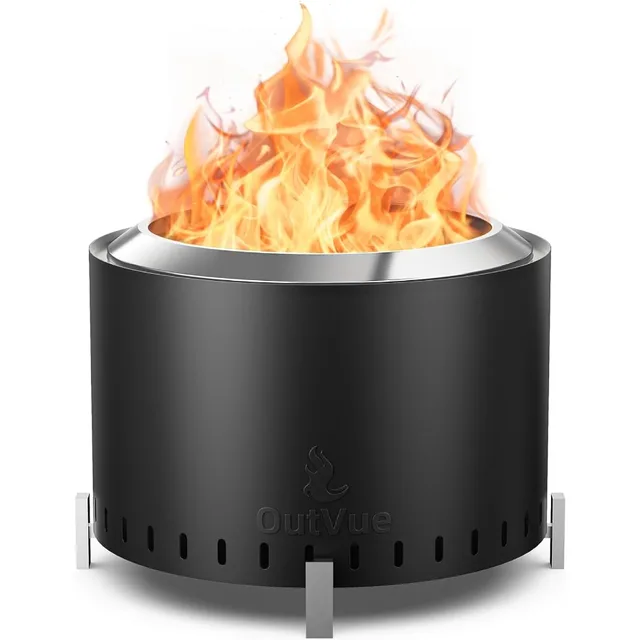 22 inch Stainless Steel Smokeless Fire Pit Outdoor Wood Burning Fire Pit for Camping Bonfire and Outdoor Gathering with Low Smo 1