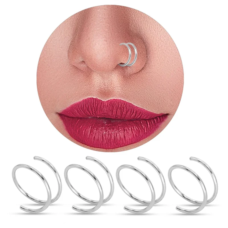 Uniorsj 리얼  바디 쥬얼리, 여성용 심플 서클 코 피어싱, 7mm, 8mm, 9mm, 10mm, 1 개
