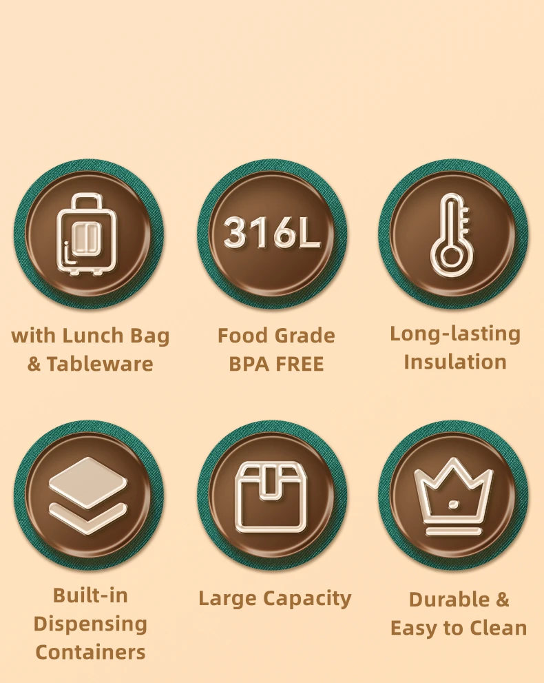 Description Picture 3 of itemMultilayer Lunch Bento Box Stainless Steel Insulated Portable Food Thermal Jar For Adult Food Container Box with Portable Bag