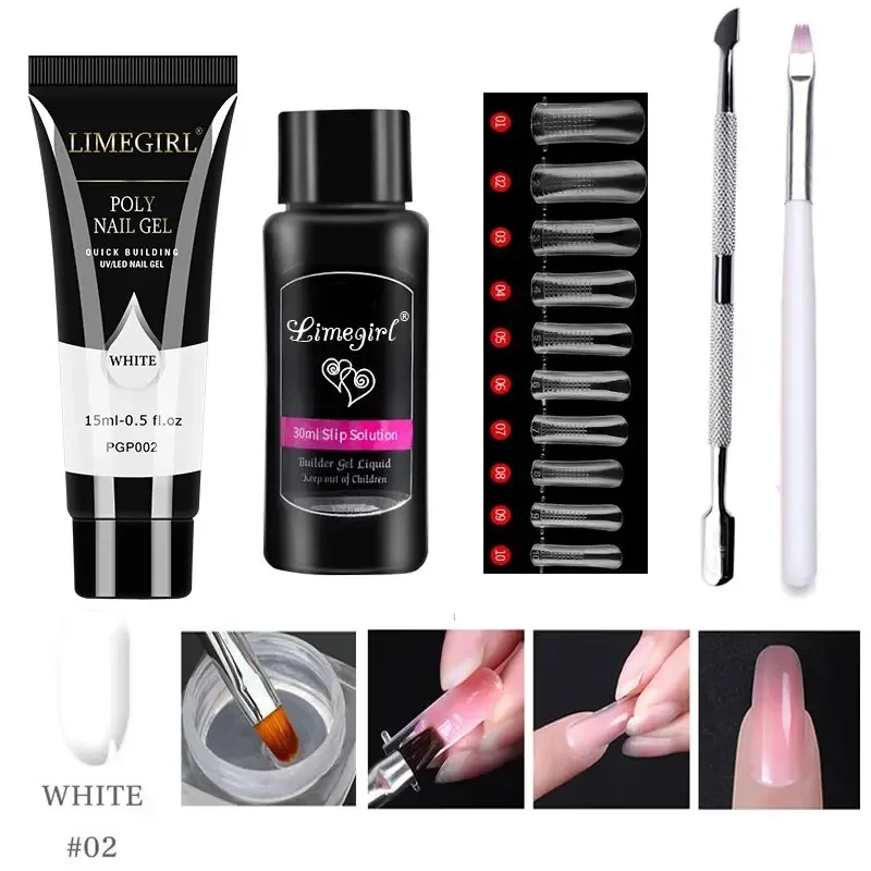 LIMEGIRL 15ml Nail Extension Gel Set Quick Extend Mold Nail Kit Gel Set For Manicure Tools Vernis Semi Permanent Set 2