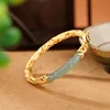 New Fashion Gold-plated Hetian Jade Compound Bracelet Beaded Beads Bamboo Bangle Bracelet for Women Girls Jewelry Gifts 6