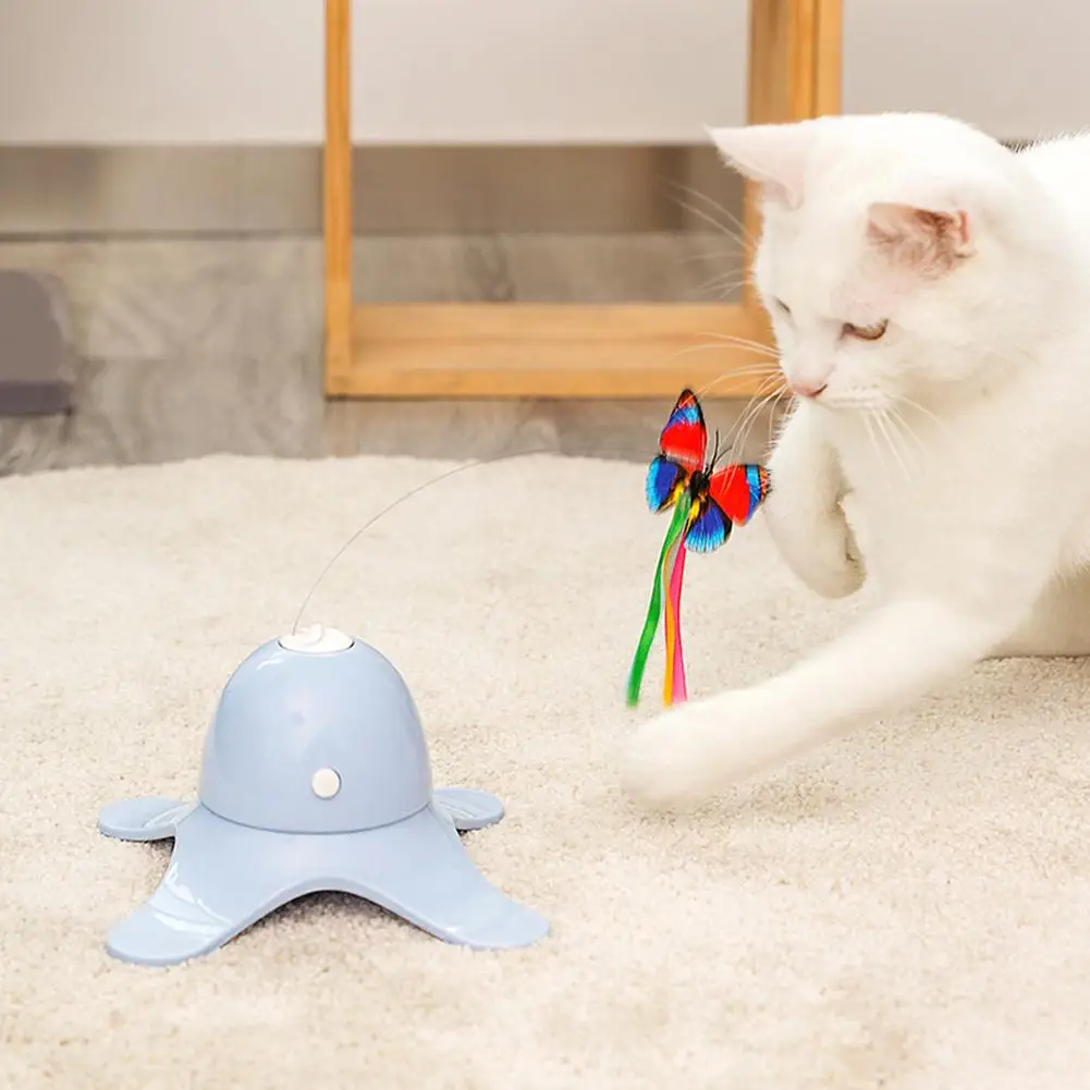 전자 애완 동물 고양이 장난감 스마트 자동 재미 있은 고양이 운동 장난감 전기 회전 새끼 고양이 장난감 나비 고양이 스틱 대화 형 장난감