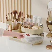 New 360° Rotating Makeup Brush Holder Cosmet Storag Box Luxury Makeup Organiser Lipsticks Make Up Container Vanity Organizer Bo 1
