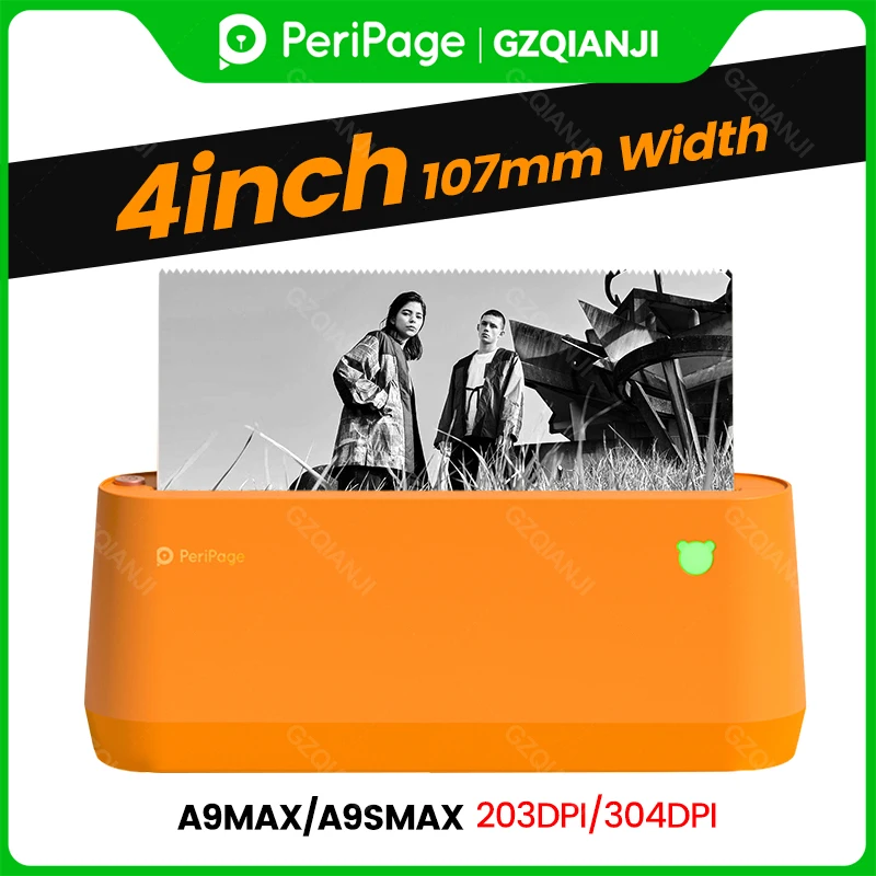 

PeriPage A9s MAX A9Max Portable Photo Printer 304dpi Bluetooth Wireless Thermal Printer Label Maker Support 107 77 57mm Paper