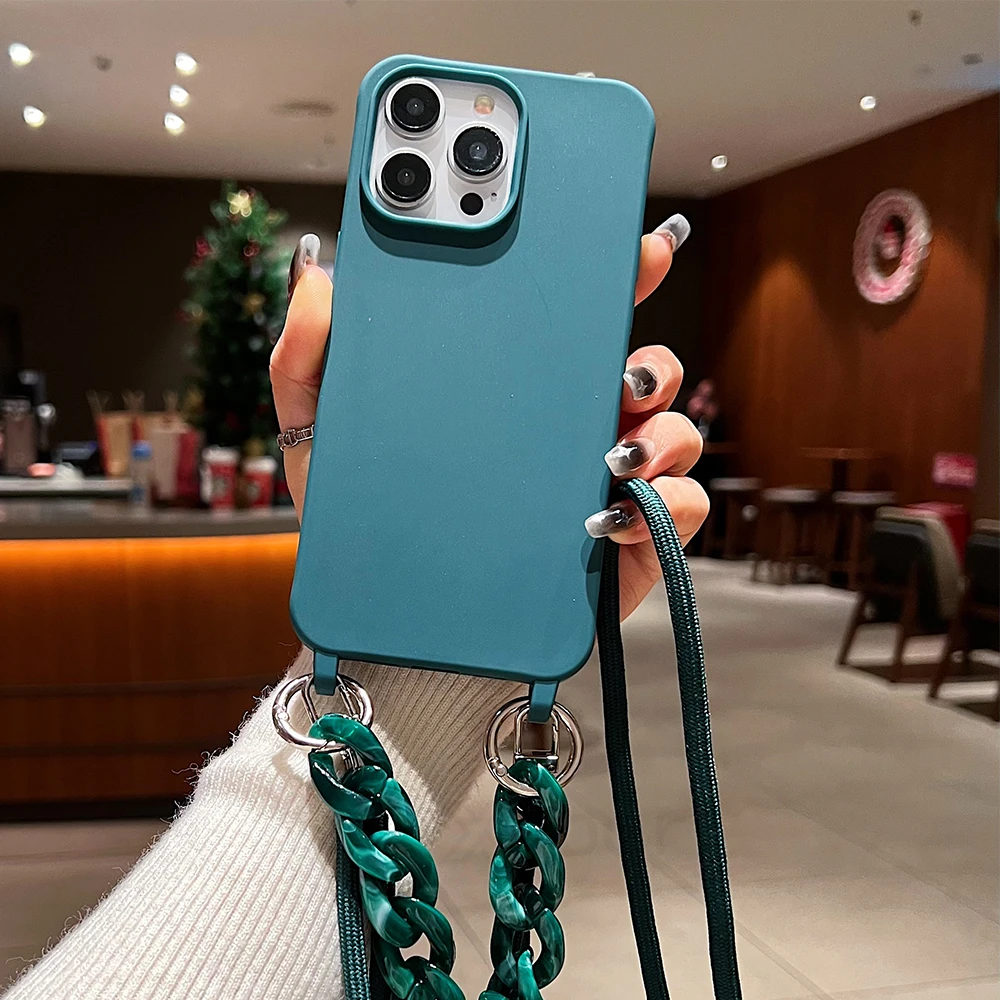Elegant Crossbody Lanyard with Soft Acrylic Bracelet and Shockproof Silicone Case