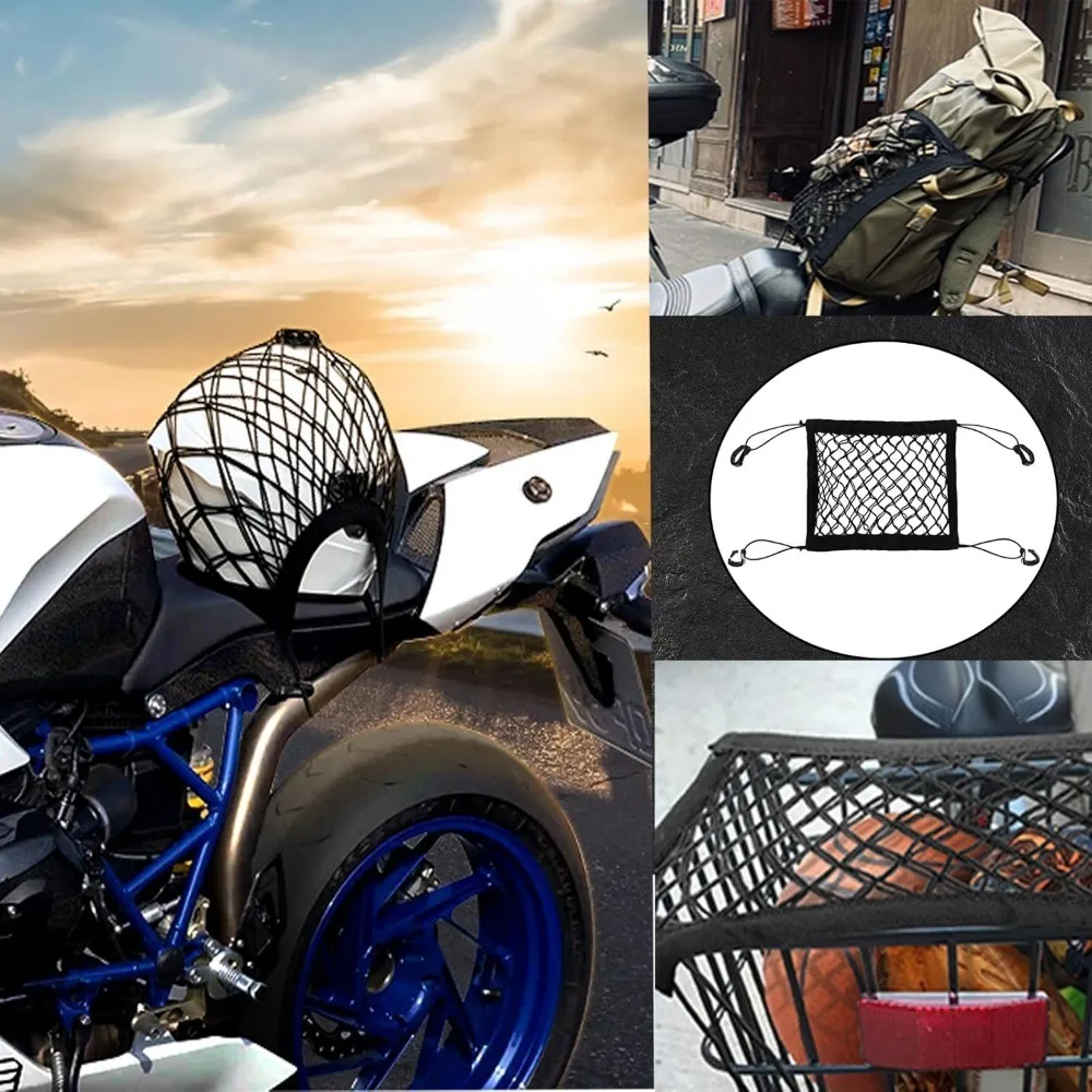 Motorcycle Cargo Net Motorcycle Bungee Net Motorcycle Luggage Net Motorcycle Cargo Nets Double Layer Motorcycle Net Luggage Strap Rack Expansion Organizer Net Pocket