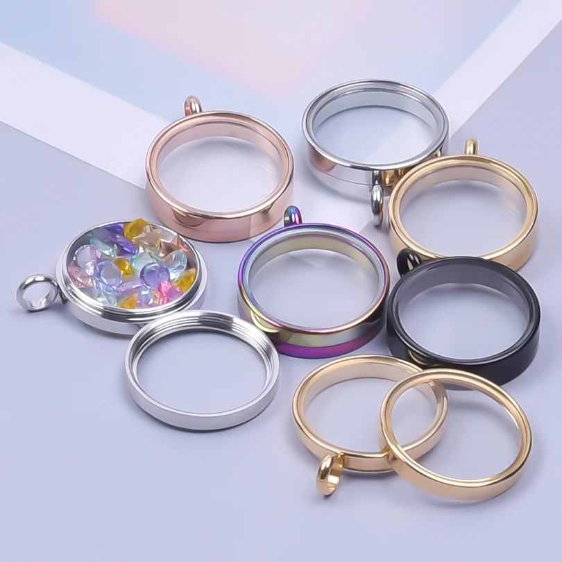 10PCS 20mm Glass Floating Charms for Living Locket Stainless Steel Rust-proof Pendant Jewelry Making Diy Necklace for Women Gift