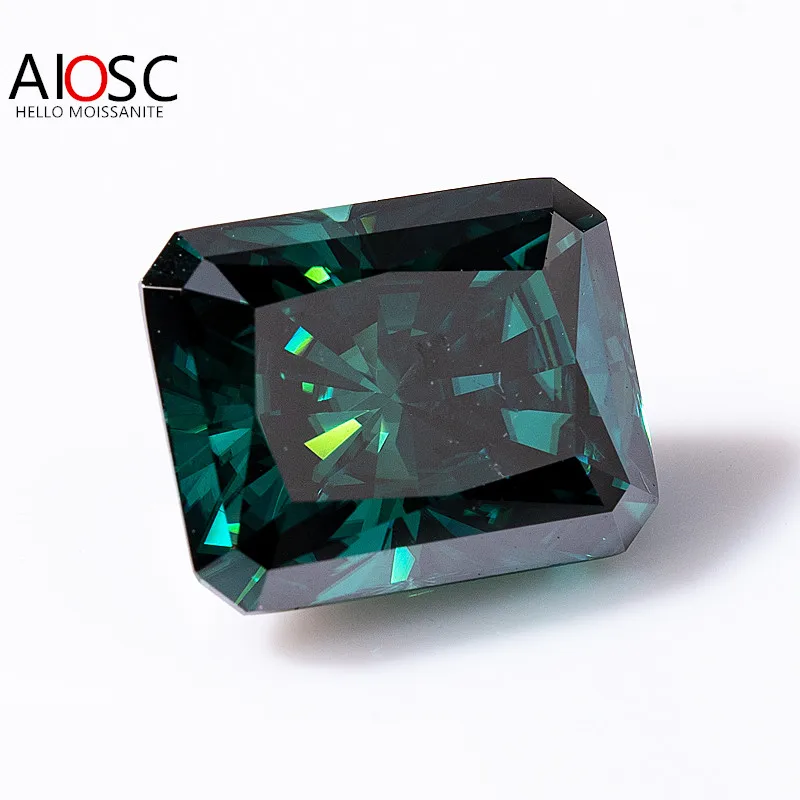 

AIOSC Dark Green Radiant Cut 0.5~8.0ct Moissanite Loose Stones Gems with GRA Certificate Factory Wholesale Pass Diamonds Tester