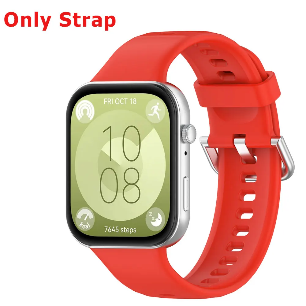 Silicone Watch Strap with Protective Case for Huawei Watch Fit 3: All-In-One Band and Screen Protector Combo