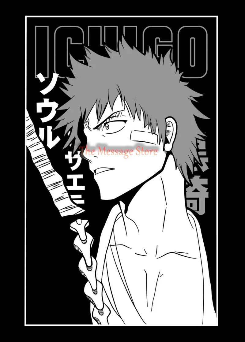 Japanese Manga Bleach Black and White Anime Characters Poster Canvas Print Wall Art