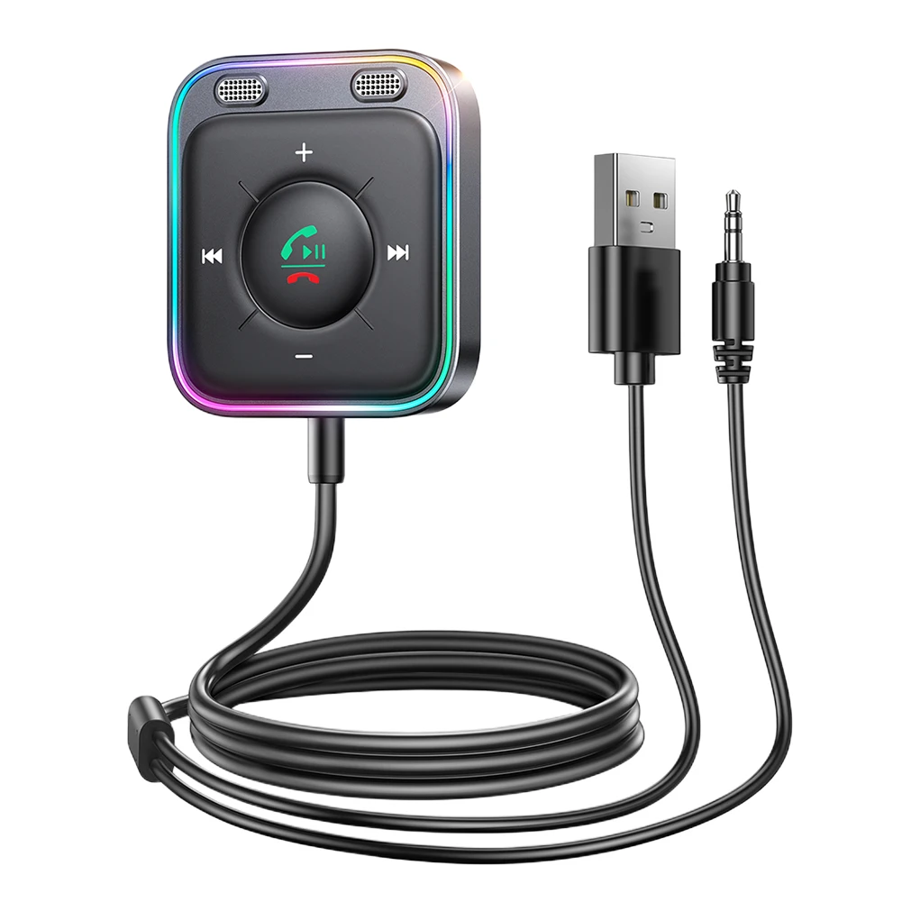 블루투스 호환 5.3 MP3 플레이어, 향상된 자동차 오디오 스테레오, 듀얼 마이크, 오디오 송신기, 소음 제거, 자동차 트럭용 3.5mm