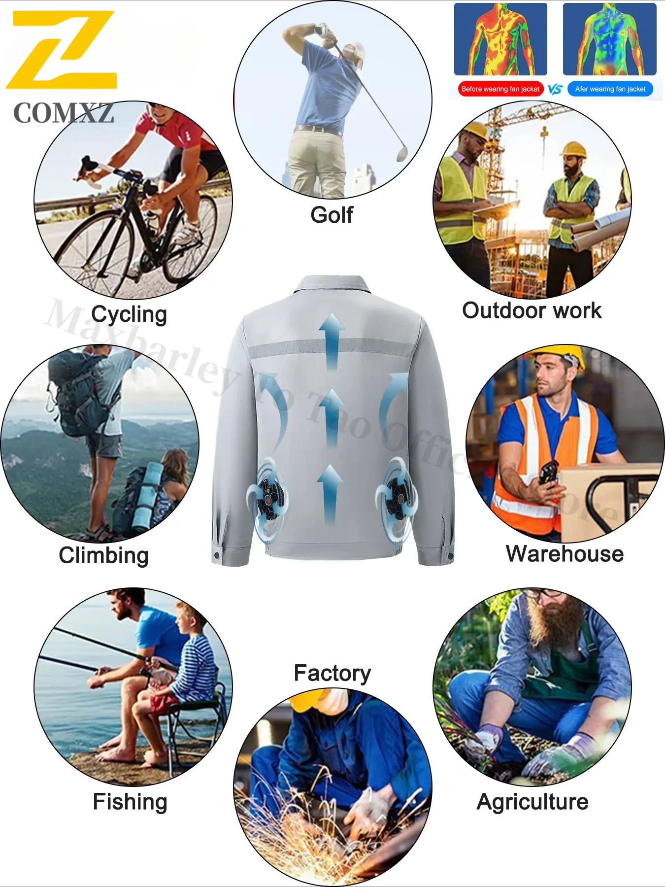 Summer Fan Jacket Men Camo Cooling Fan Jacket USB Refrigeration Air Conditioning Clothes Outdoor Fishing Construction Work Coat