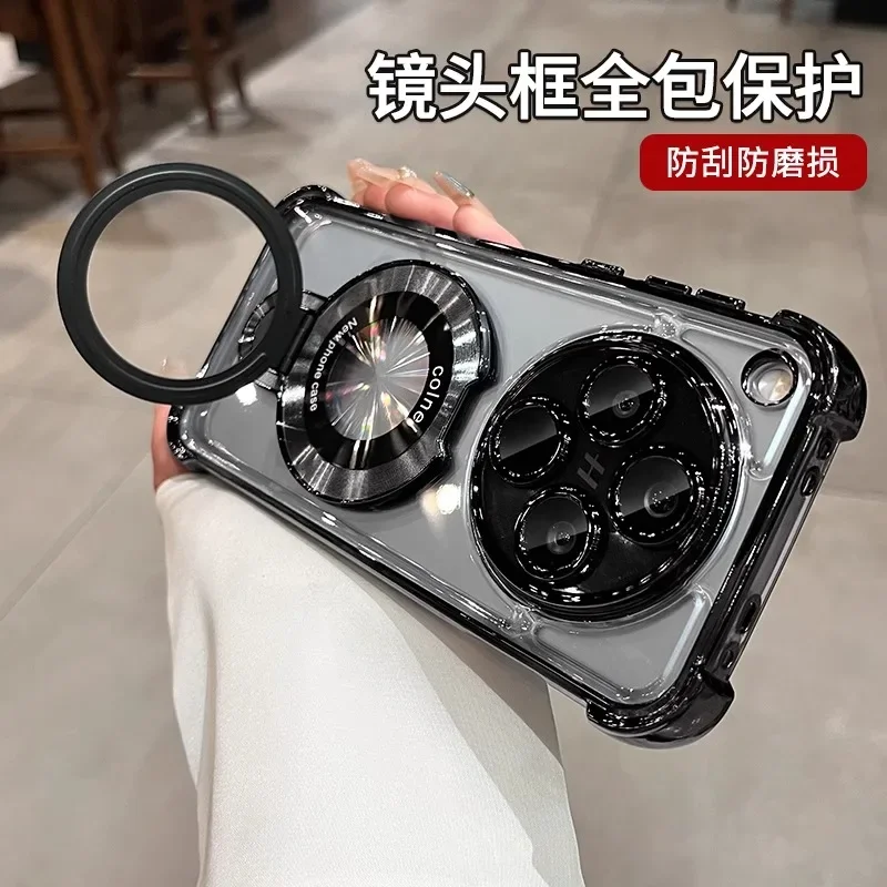 Luxury Plating Shockproof Case with Magnetic Holder and Camera Protection