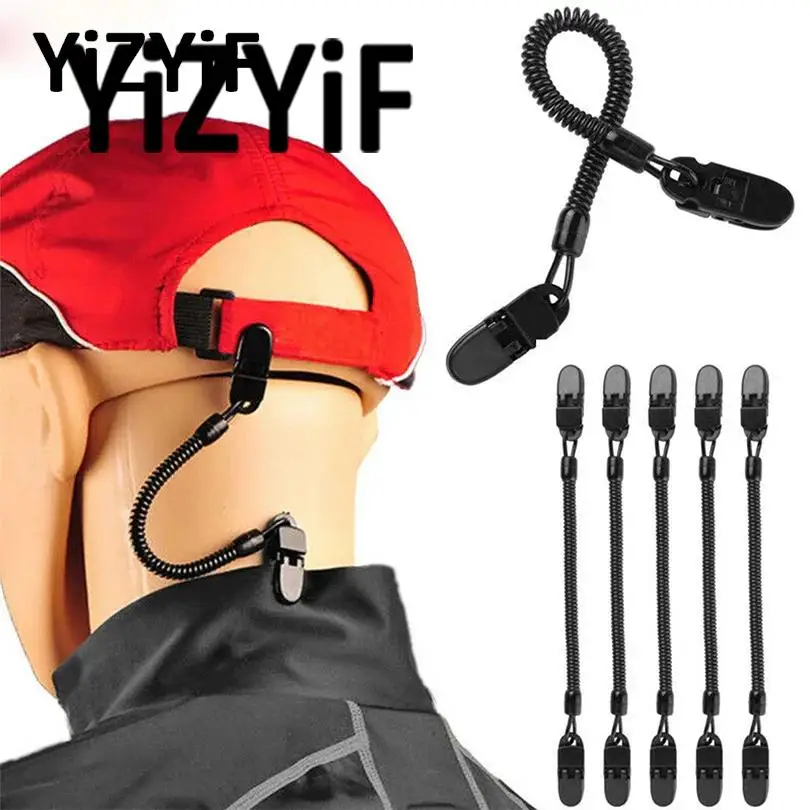 5Pcs Cap Retainers Hat Clips Retainer Fishing Apparel Keeper Holder with Cord for Golfing Fishing Boating Sailing Other Sports