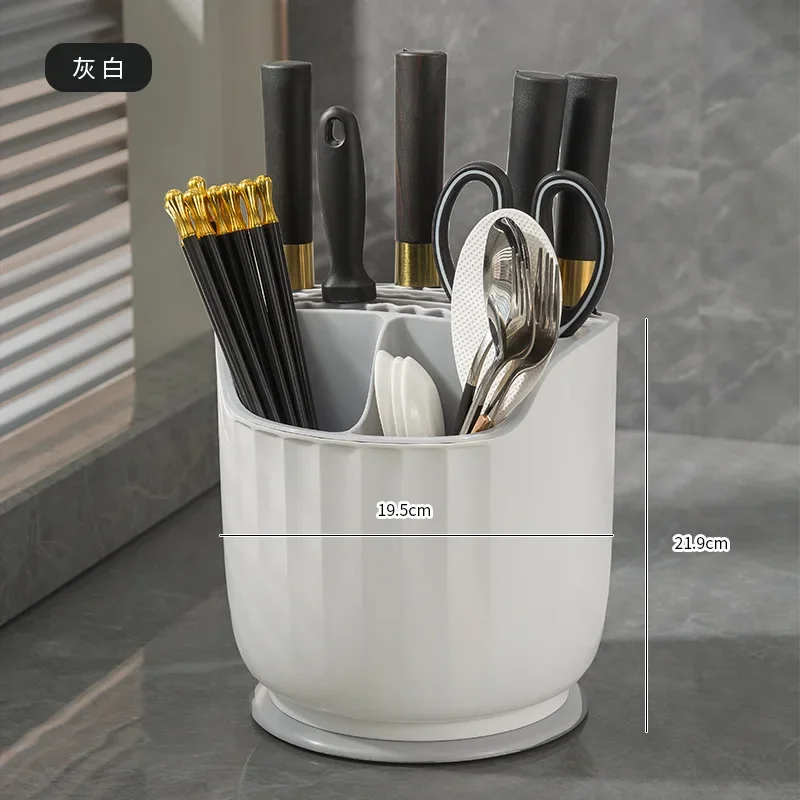 Multi-function rotary knife holder Chopsticks cylinder spoon integrated storage kitchen knife shelf storage rack 5