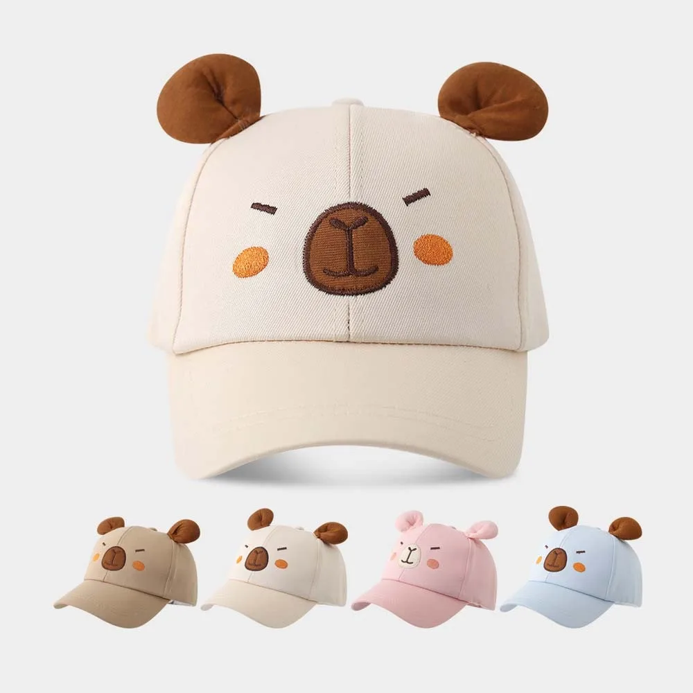 Trendy Breathable Capybara Peaked Cap Cotton Thin Children Baseball Hat Cartoon Polyester Baby Sunscreen Hat Spring