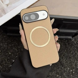Magnetic Litchi Leather Pattern Soft Case for Google Pixel 8 Pro (Light brown)