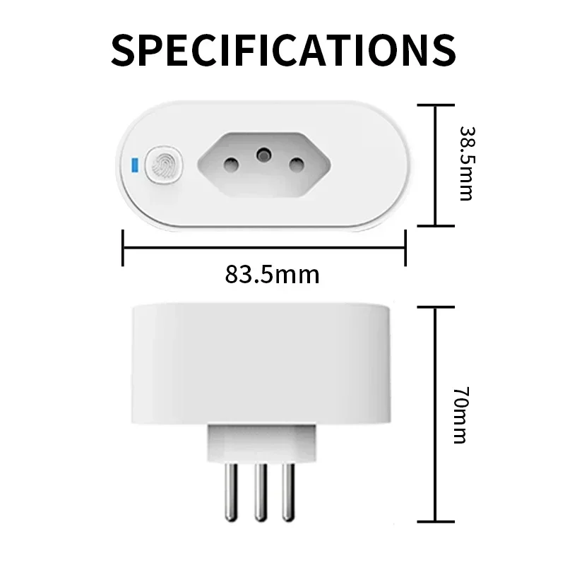 TNCE Tuya 브라질 플러그 16/20A, 전원 모니터가 있는 WIFI 또는 zigbee 소켓 어댑터, 스마트 제어 콘센트, Google 홈 alexa가 있는 음성
