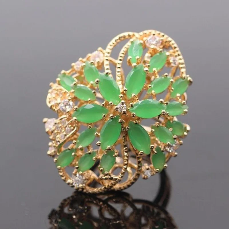 Jewelry classic Enamel Flower Cubic Zirconia Ring promotion elegant fashion crystal engagement ring