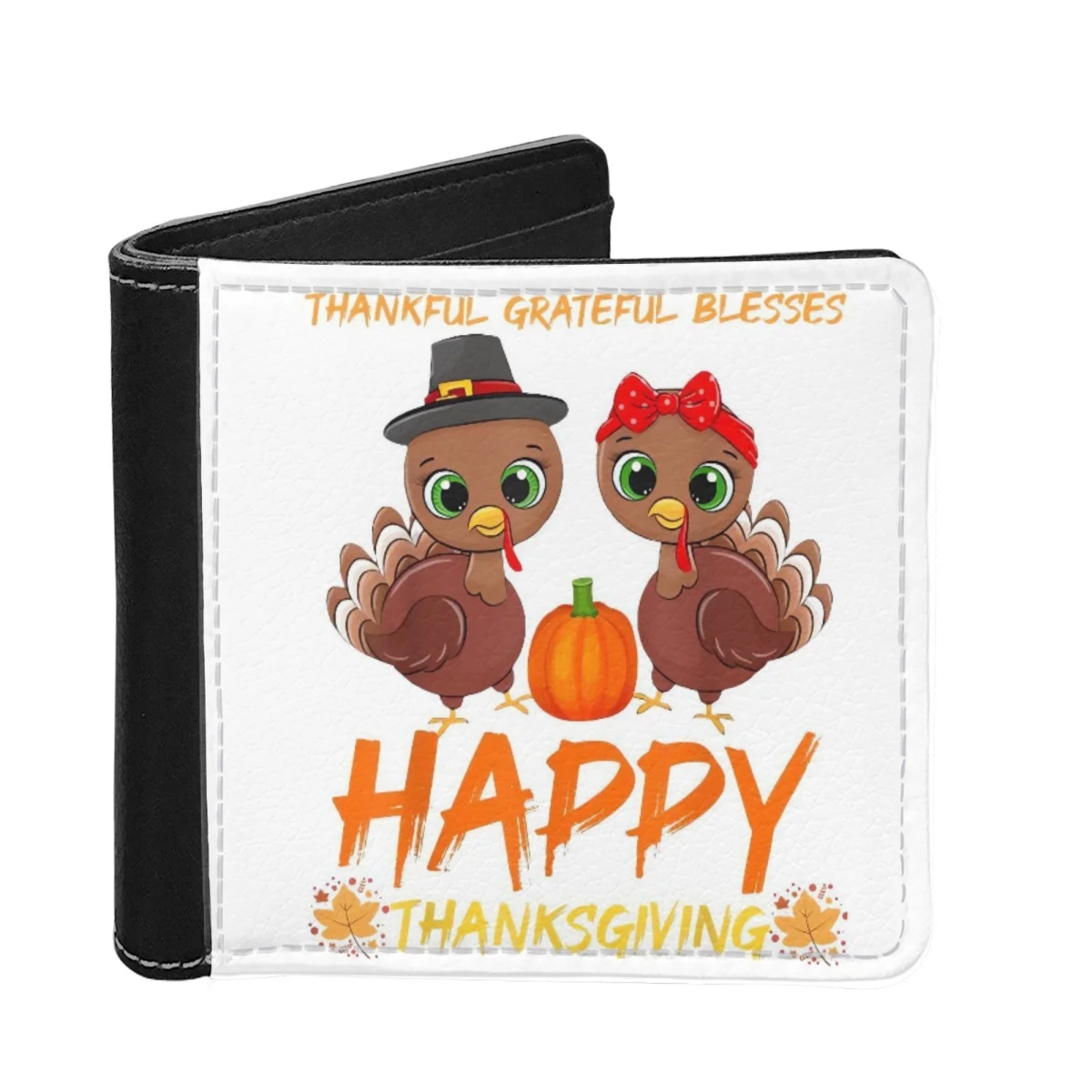 

Wallets for Women Happy Thanksgiving Turkey Multi-card Slots Fold Coin Purses Daily Portable Money Luxury Carteras Para Mujeres