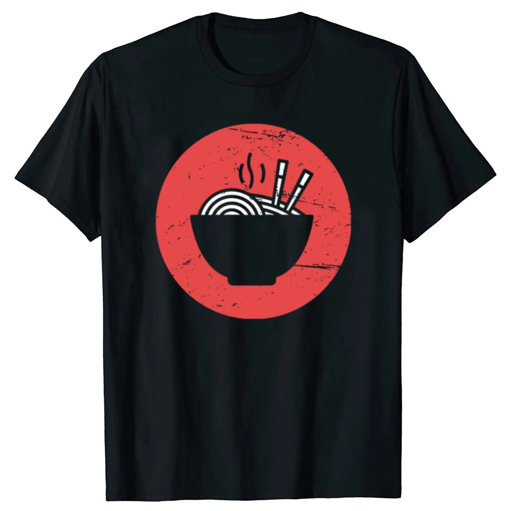 Lustige Retro-T-Shirts mit japanischer Ramen-Grafik für Herren und Damen, modisches, lässiges T-Shirt aus 100 % Baumwolle, lockeres, übergroßes T-Shirt für den Sommer