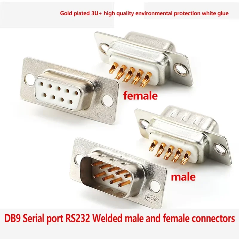 DB9 DB15 D-SUB 커넥터 소켓, RS232 직렬 포트 어댑터 9핀 암/수, 흰색 용접 금도금, 3/5U