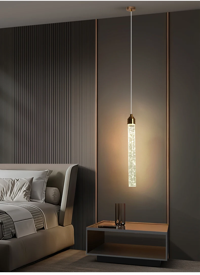 Luxury Crystal Pendant Light - Modern Gold Hanging Lamp for Living Room Bedroom Dining Room Decor