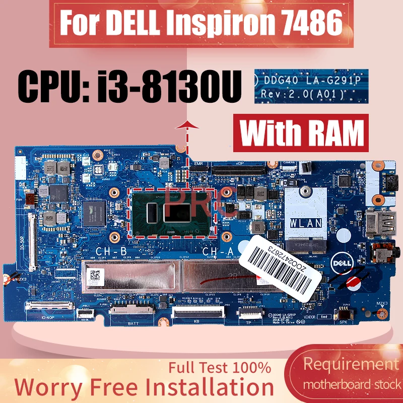 

Материнская плата для ноутбука DELL Inspiron 7486 Φ 0WDK4K SR3W0 с ОЗУ