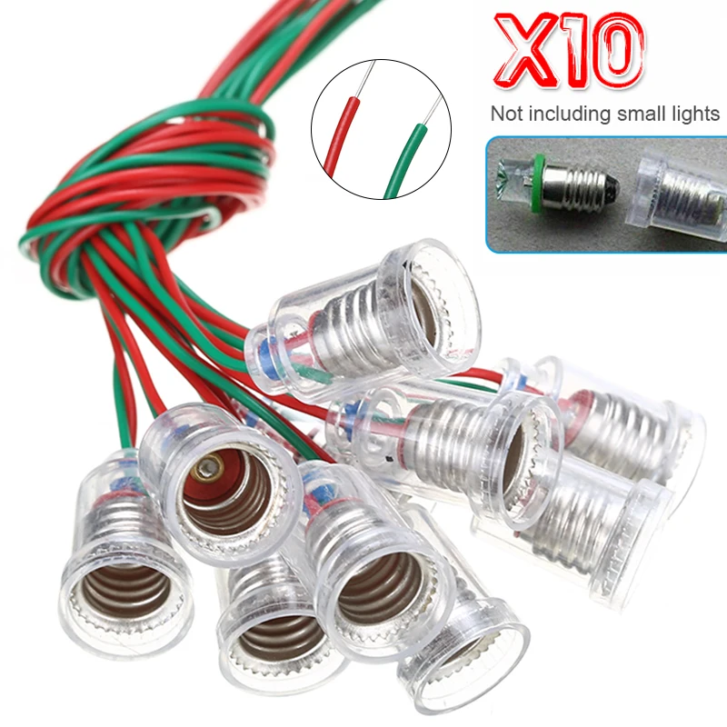 10Pcs E10 Adapter Lamp Screw Holder Base Socket DIY LED Light Bulb With Wire 