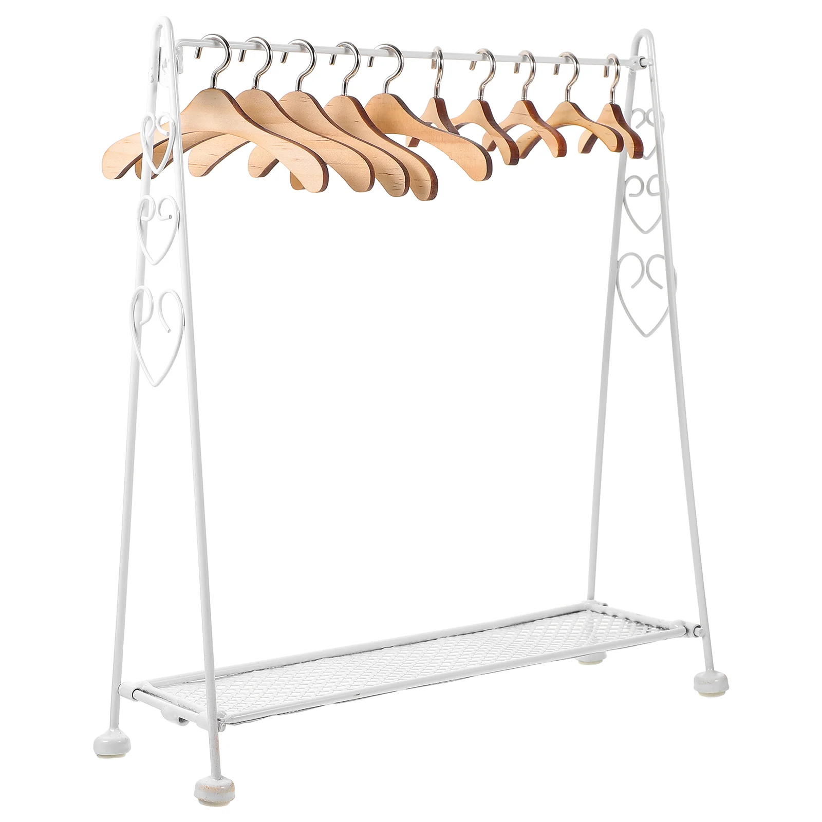 Doll Garment Rack Wood Hangers Miniature Clothes Rack Doll Apparel Clothes Hangers Dollhouse Dress Outfit Wardrobe high quality wood four layer earring jewelry display stand for female pendent ring bracelet jewellery showcase rack organizers