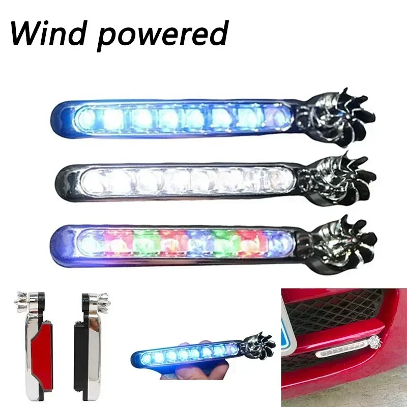 White ABS Car Daytime Running LED Light with Wind Power