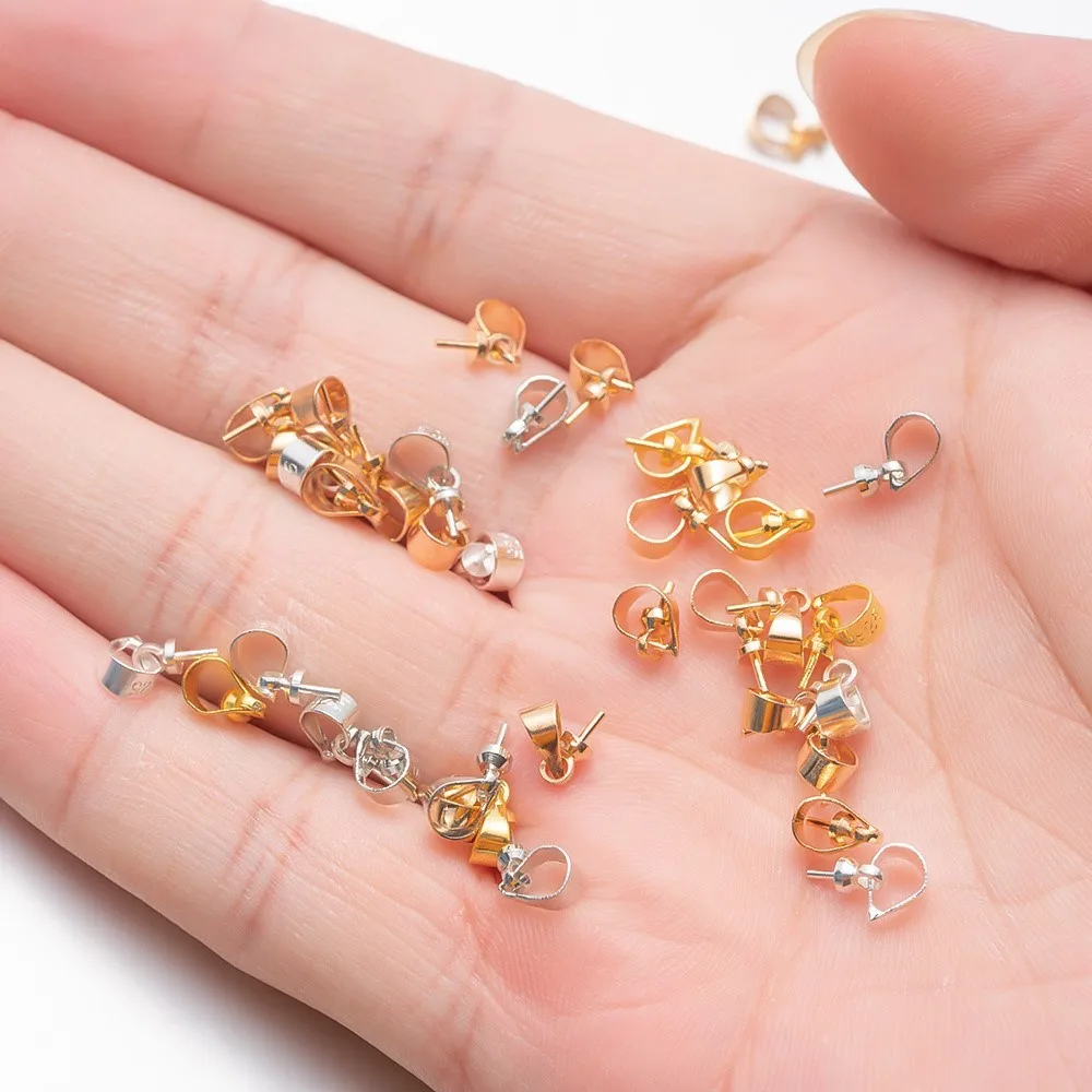 50pcs versilberte Tasse Kaution Perle Peg Anhänger End kappen Stecker Komponenten für DIY Halskette Schmuck Herstellung Zubehör