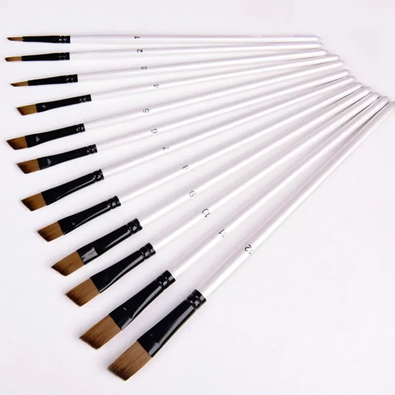 12pcs Nylon Hair Wooden Handle Watercolor Paint Brush Pen Set for Learning Diy Oil Acrylic Painting Art Paint Brushes Supplies 3