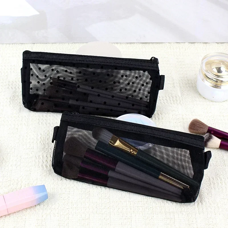 Custodia da viaggio per pennelli per trucco Borsa da toilette cosmetica Organizzatore per uomo Donna Strumenti di bellezza Custodia in rete con cerniera Accessori per riporre il lavaggio - immagine 4