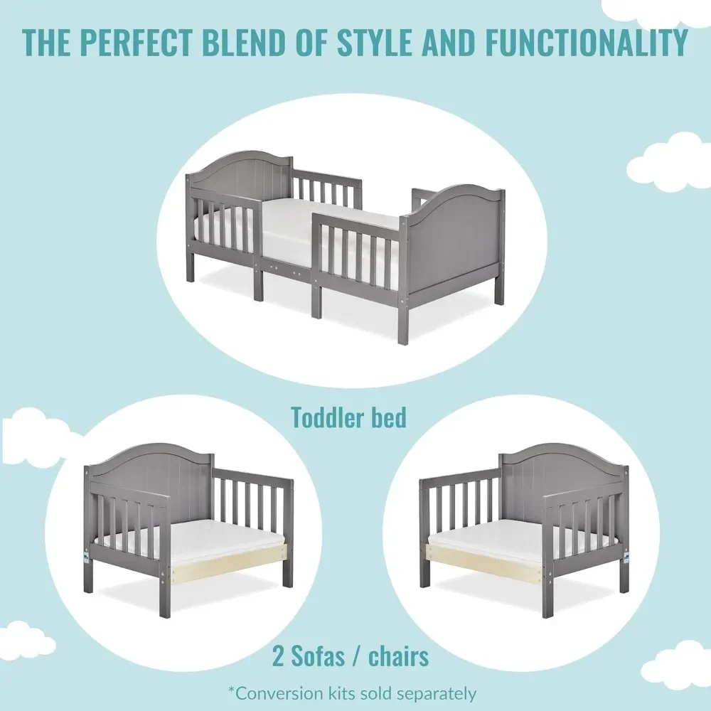 3-in-1 Convertible Toddler Bed (Steel Grey) 4