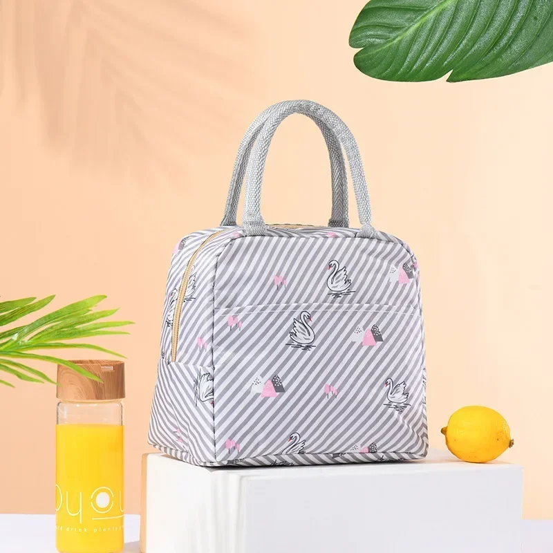 Portable Picnic Lunch Bag Thermal Insulated Lunch Box Tote Cooler Handbag For Women Convenient Box Food Bags