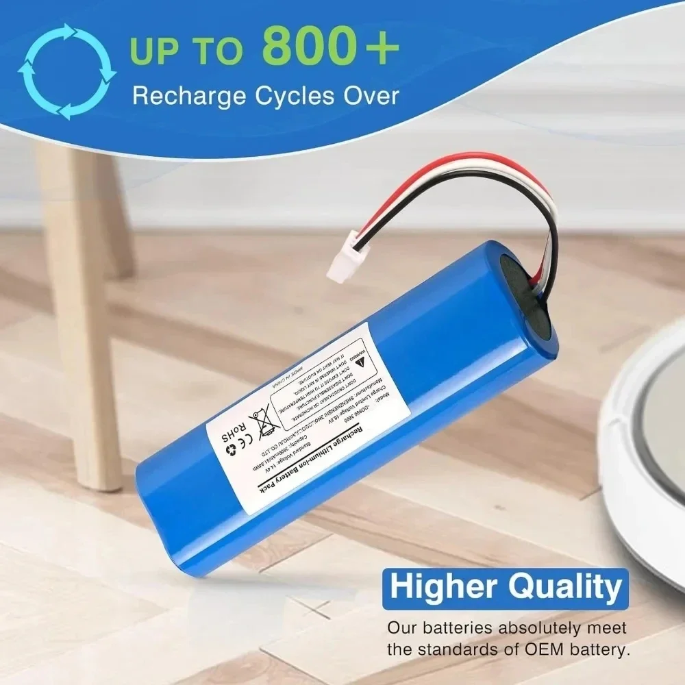 12800mAh Replacement Battery for Ecovacs Deebot Ozmo 900, 901, 905, 920, 930, 937, N8, N8 Pro 14.4V Li-ION Robot Vacuum Cleaner 3
